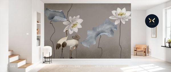  Tranh Dán Tường Hoa Sen 3D 5D 8D 
