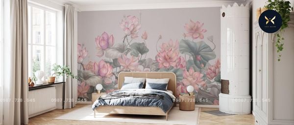 Tranh Dán Tường Hoa Sen 3D 5D 8D 