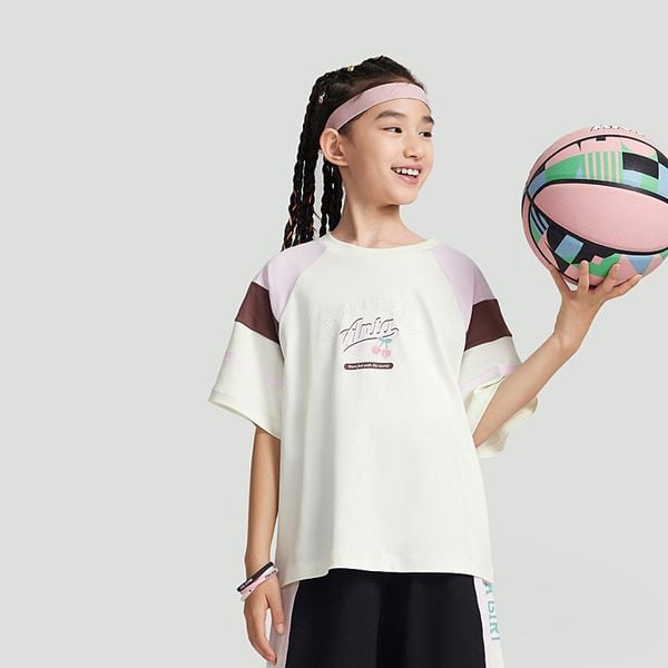 Áo Phông Ngắn Tay Thể Thao Bé Gái Anta Kids Basketball Anta Girl 3624B1102