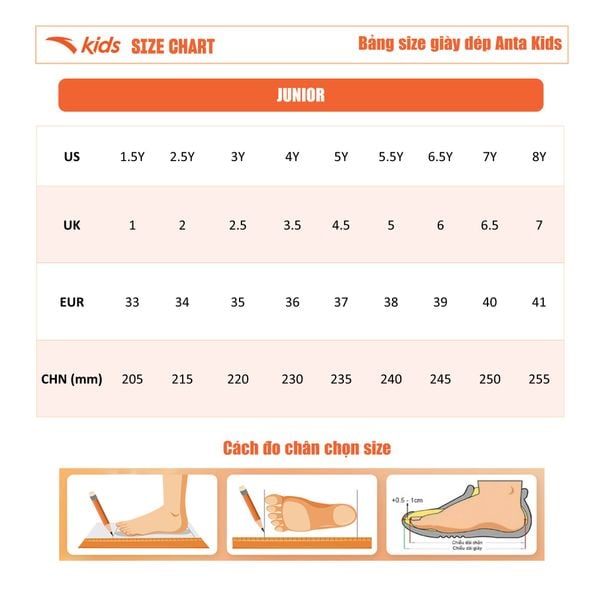 Giày Thời Trang Bé Gái Size 33-38 Anta Kids 3224B8006