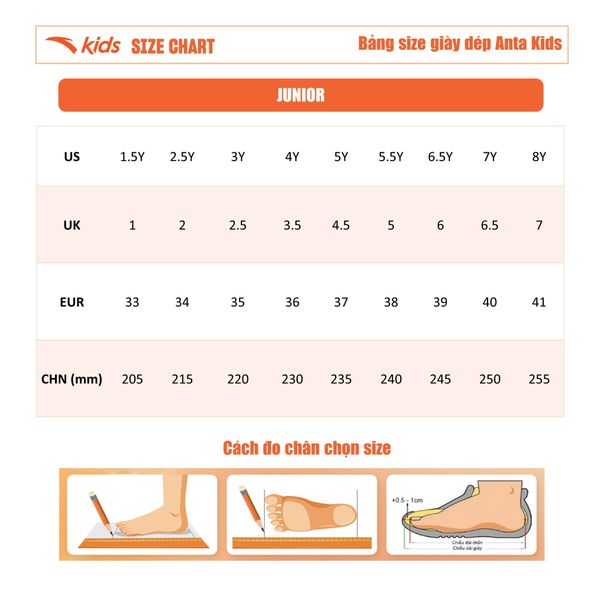 Giày thể thao trẻ em Unisex size 33-39 Anta Kids 3324B5505R