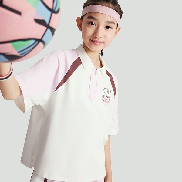 Áo phông ngắn tay bé gái Anta Kids Basketball Anta Girl SS Polo 3624B1104