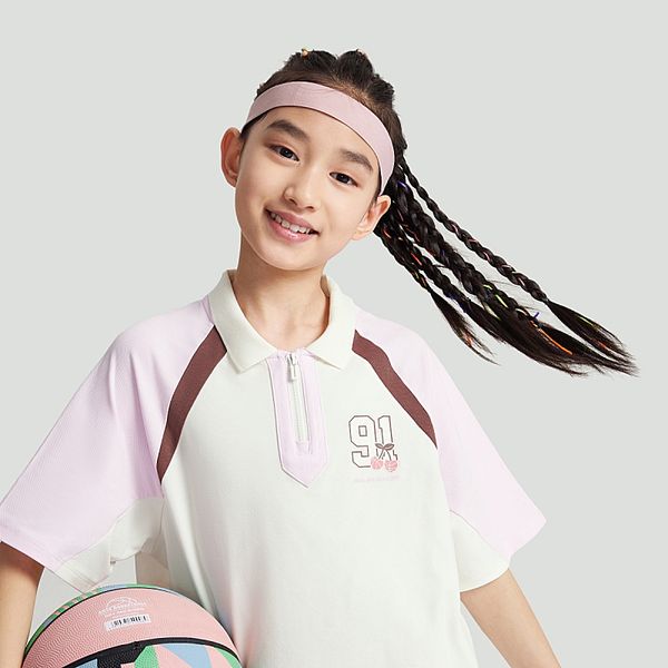 Áo phông ngắn tay bé gái Anta Kids Basketball Anta Girl SS Polo 3624B1104