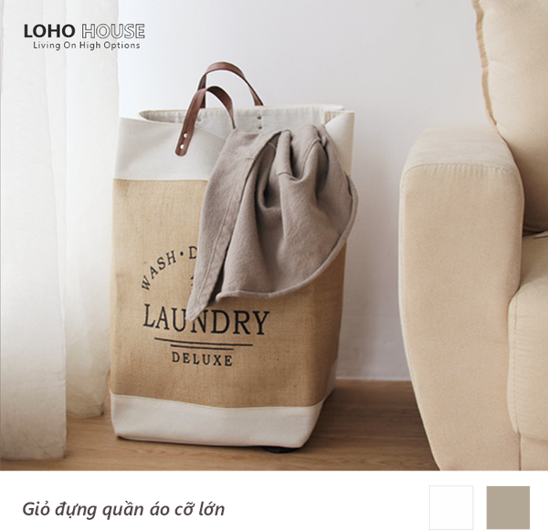 Giỏ đựng quần áo vải bố cỡ lớn hai lớp phong cách Nhật– Loho House