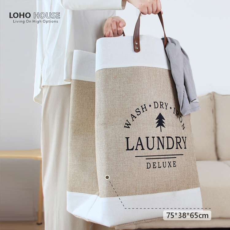 Giỏ đựng quần áo vải bố cỡ lớn hai lớp phong cách Nhật– Loho House