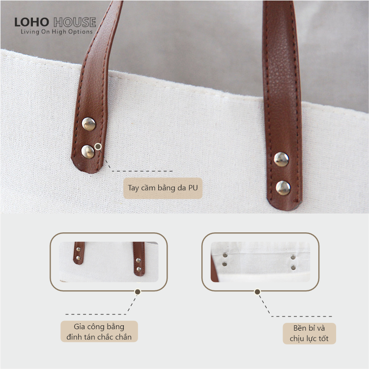 Giỏ đựng quần áo vải bố cỡ lớn hai lớp phong cách Nhật– Loho House
