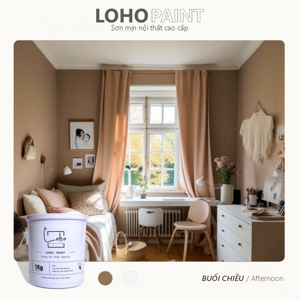 Sơn tường trong nhà tone màu nâu đất | Lon sơn 1kg– Loho House
