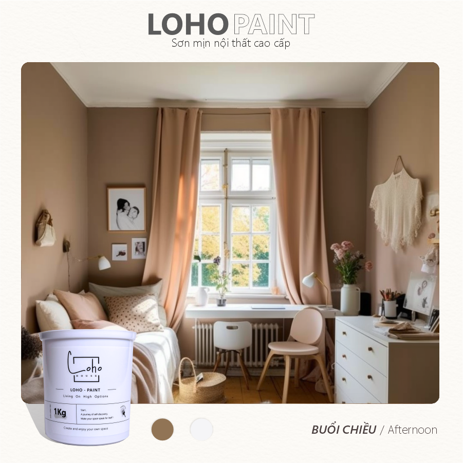Sơn tường trong nhà tone màu nâu đất | Lon sơn 1kg– Loho House