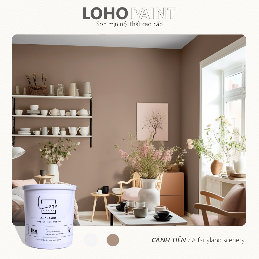 Sơn tường trong nhà tone màu nâu đất | Lon sơn 1kg– Loho House
