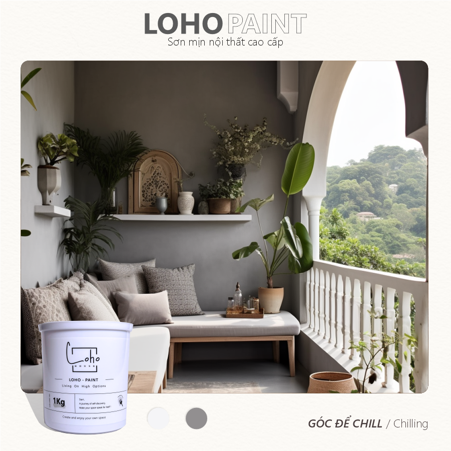 Sơn tường trong nhà tone màu trắng xám | Lon sơn 1kg– Loho House