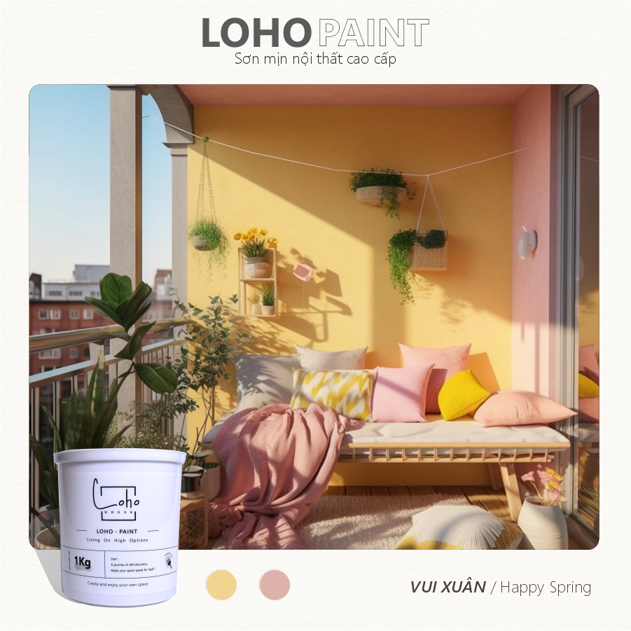 Sơn tường trong nhà tone màu hoa hồng | Lon sơn 1kg– Loho House