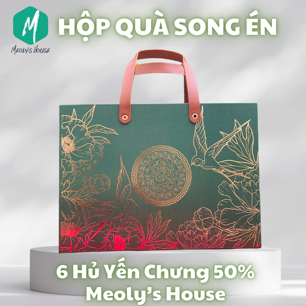  Hộp Quà 6 Hủ Yến Chưng 50% Yến Meoly House Song Én Quà Tết Quà Biếu Quà Tặng Sang Trọng 