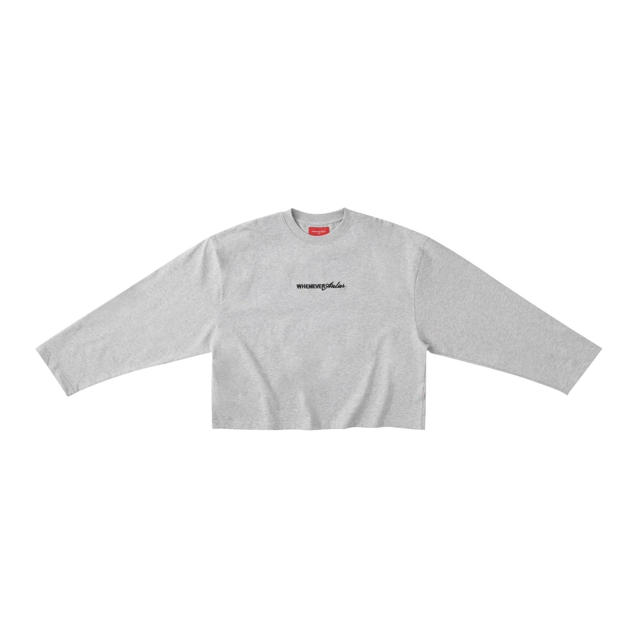 “WHENEVER” SS25 EMBROIDERED LOGO LONG SLEEVES T-SHIRT / GREY