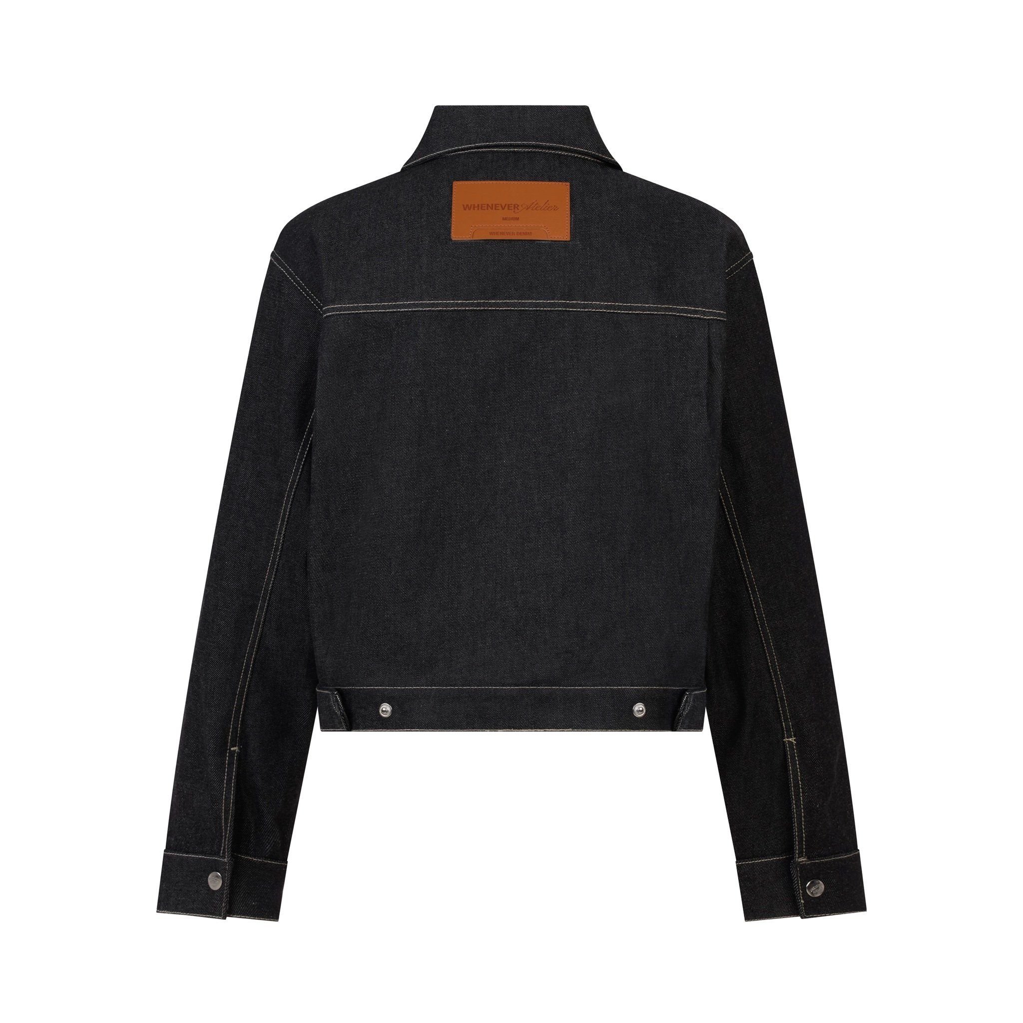 “WHENEVER” RAW DENIM JACKET / BLACK