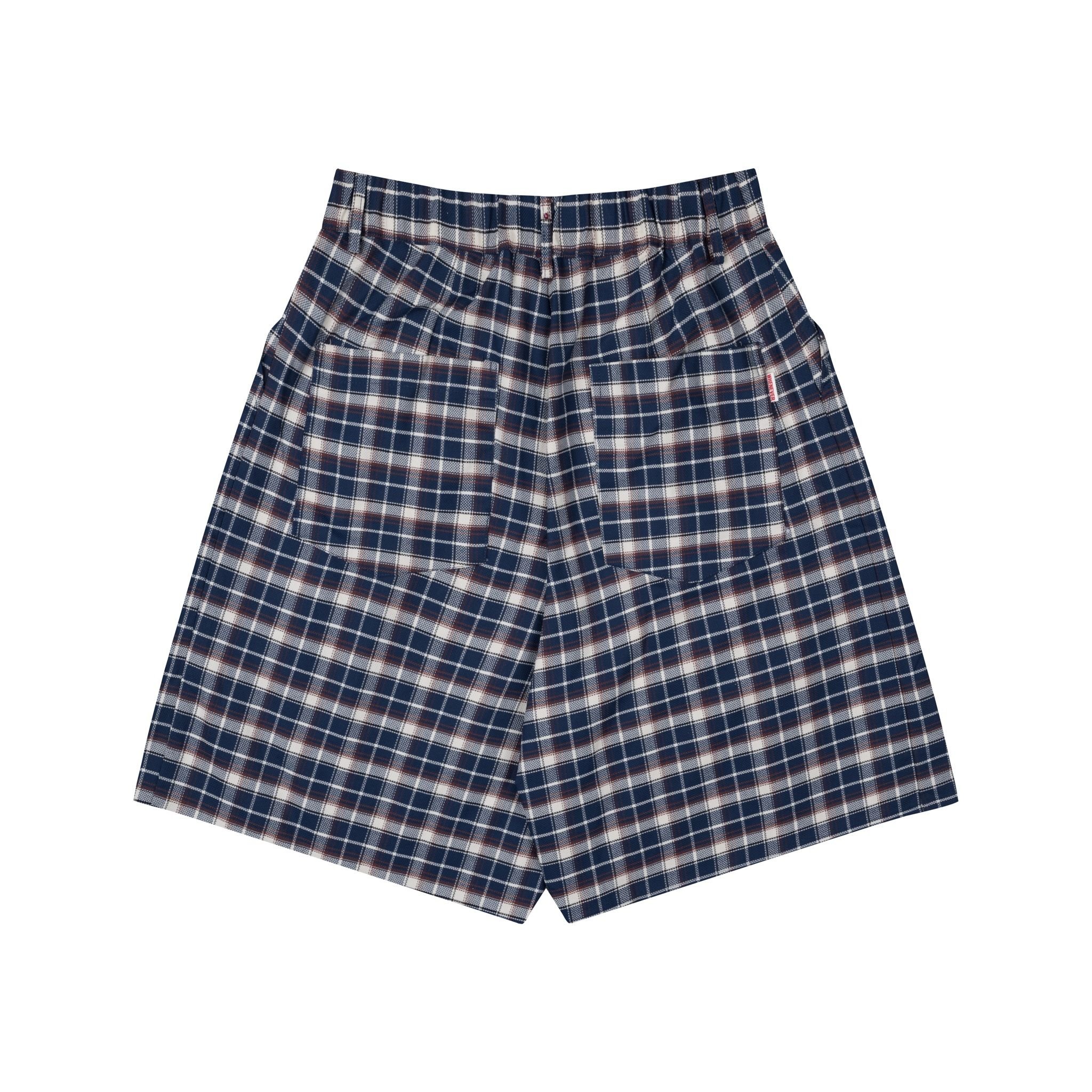 “WHENEVER” PLAID BAGGY SHORTS / BLUE