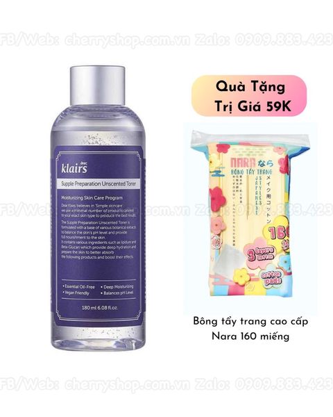 Nước hoa hồng Klairs Supple Preparation Unscented Toner