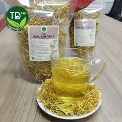 Trà hoa kim ngân, thanh nhiệt, giải độc, hạ đường huyết, giảm mụn, lợi tiểu, hạ cholesterol