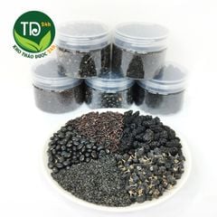Trà ngũ hắc (gạo lứt, đậu đen, mè đen, kỳ tử đen, dâu tằm), đã rang thơm,kích thích mọc tóc, đẹp da, ngừa bạc tóc sớm