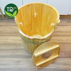 Chậu ngâm xông phụ khoa bằng gỗ thông nhập khẩu Mỹ, hàng cao cấp, dùng lâu dài, ngâm xông spa thảo dược an toàn tại nhà