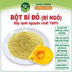 Bột bí đỏ (bí ngô) sấy lạnh nguyên chất 100%, tạo màu cho bánh kẹo, đồ uống, cháo, súp, thạch dừa, rau câu, làm mặt nạ