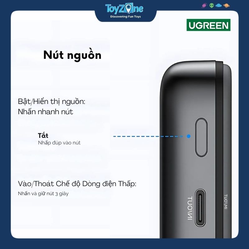 Pin Sạc Dự Phòng Không Dây 10000mAh Snap Charge Wireless Fast Charging Power Bank UGREEN