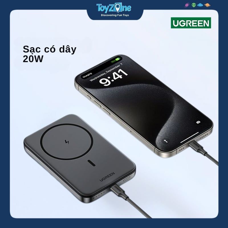 Pin Sạc Dự Phòng Không Dây 10000mAh Snap Charge Wireless Fast Charging Power Bank UGREEN