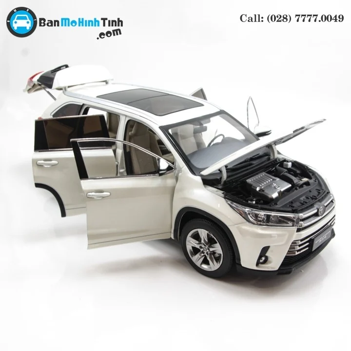 Mô hình xe Toyota Highlander 2018 White 1:18 Paudi