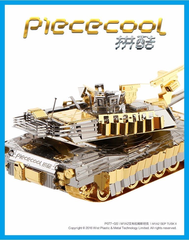 Mô hình kim loại lắp ráp 3D Xe Tăng M1A2 Sep Tusk II (Gold, Silver) – Piececool MP218
