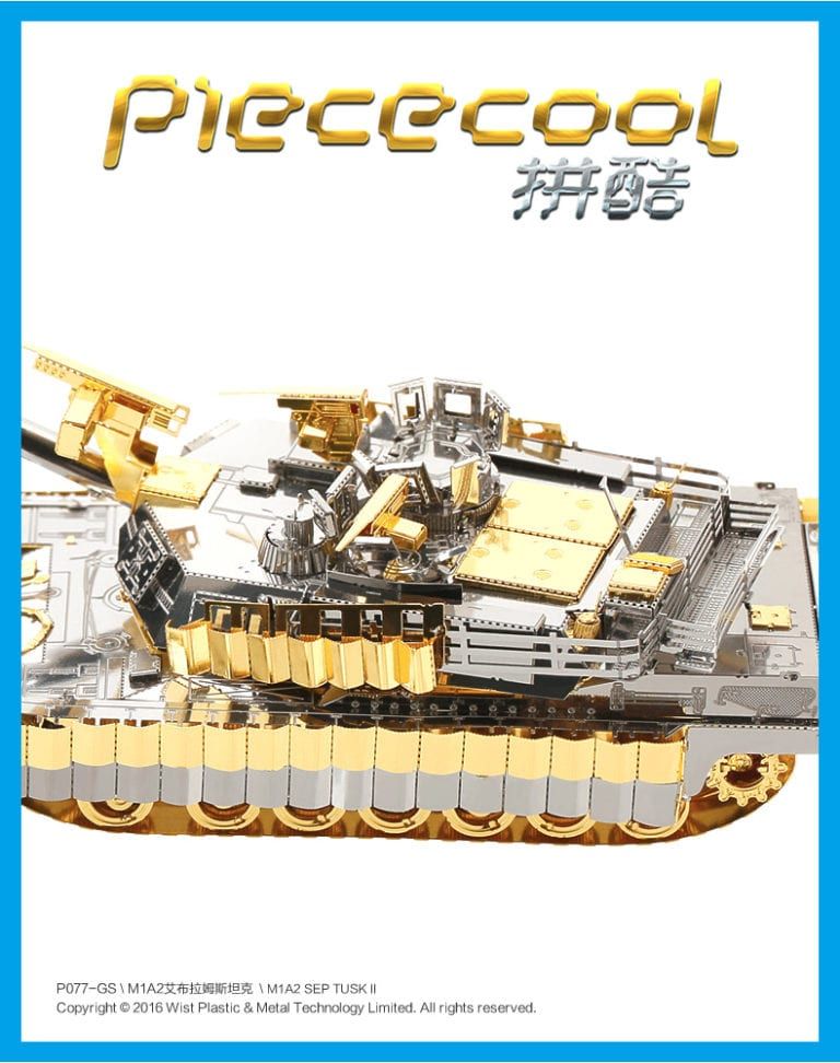 Mô hình kim loại lắp ráp 3D Xe Tăng M1A2 Sep Tusk II (Gold, Silver) – Piececool MP218