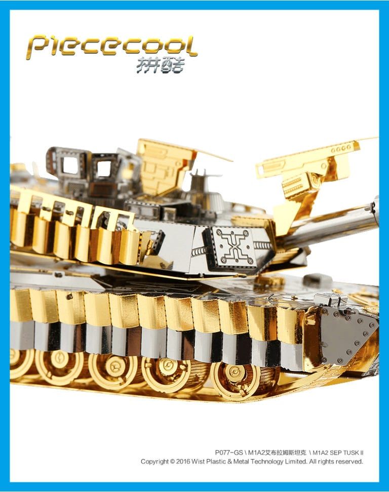 Mô hình kim loại lắp ráp 3D Xe Tăng M1A2 Sep Tusk II (Gold, Silver) – Piececool MP218