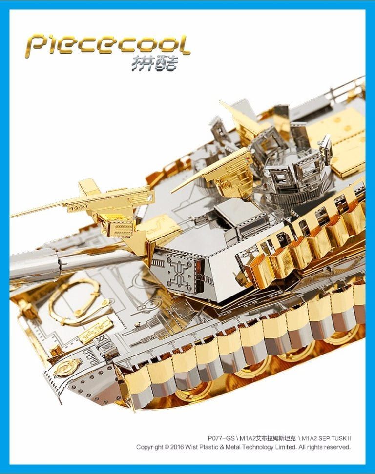 Mô hình kim loại lắp ráp 3D Xe Tăng M1A2 Sep Tusk II (Gold, Silver) – Piececool MP218