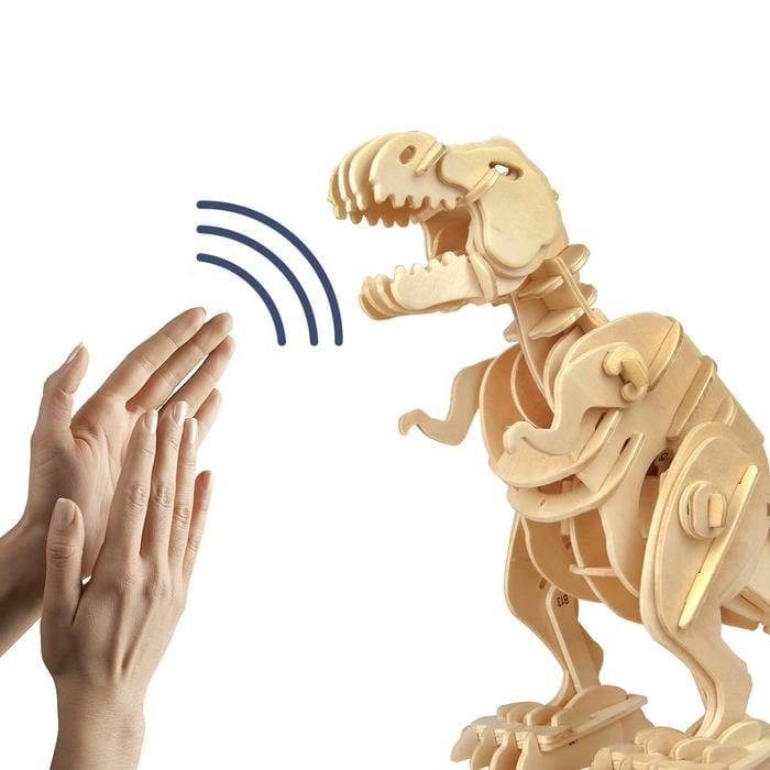 Mô hình gỗ lắp ráp 3D Robotic T-Rex (Khủng Long Bạo Chúa Gầm Gừ) (Wood Color) - Robotime D220 - WP036