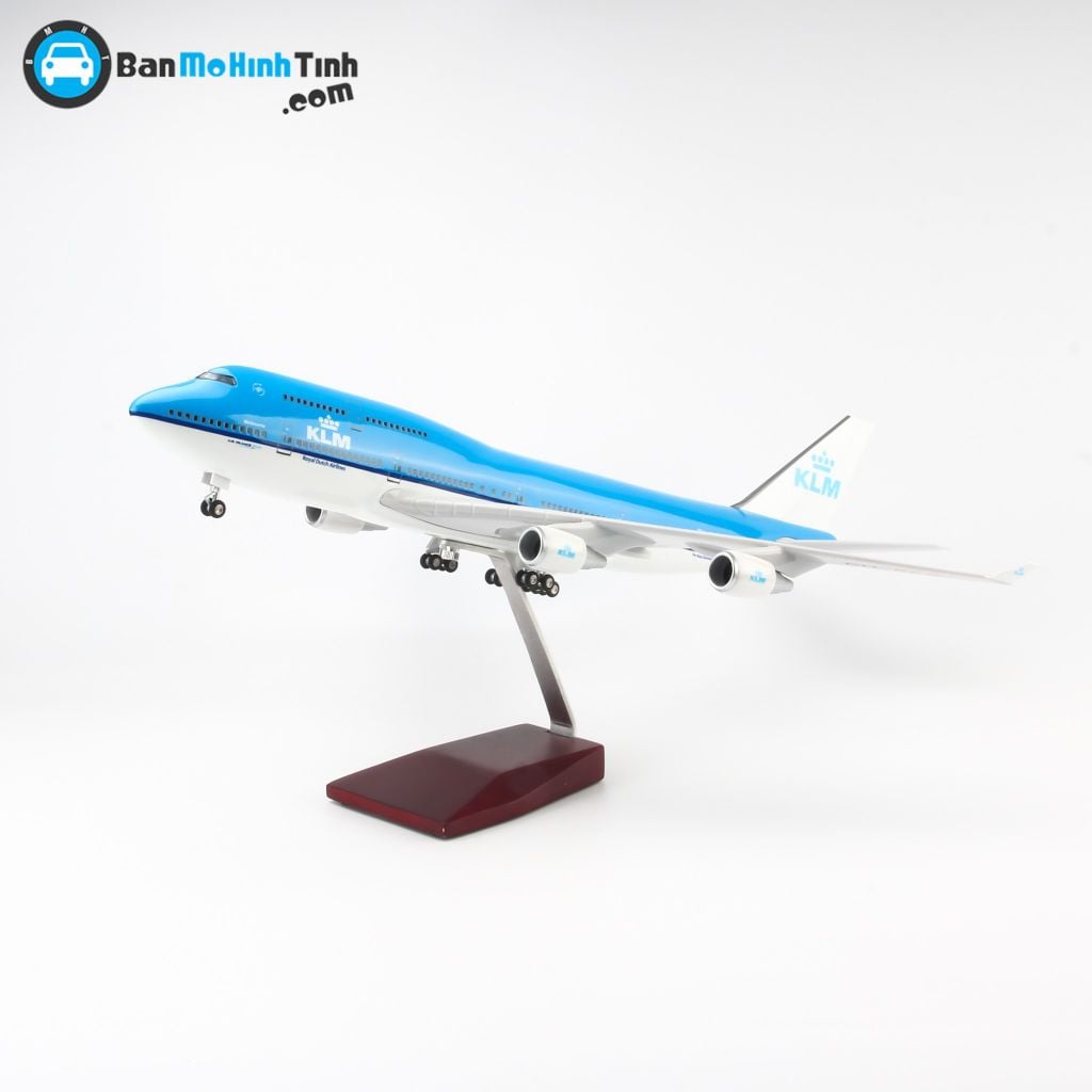 Mô hình máy bay KLM Royal Dutch Airlines Boeing B747 47cm lắp ráp có đèn Everfly