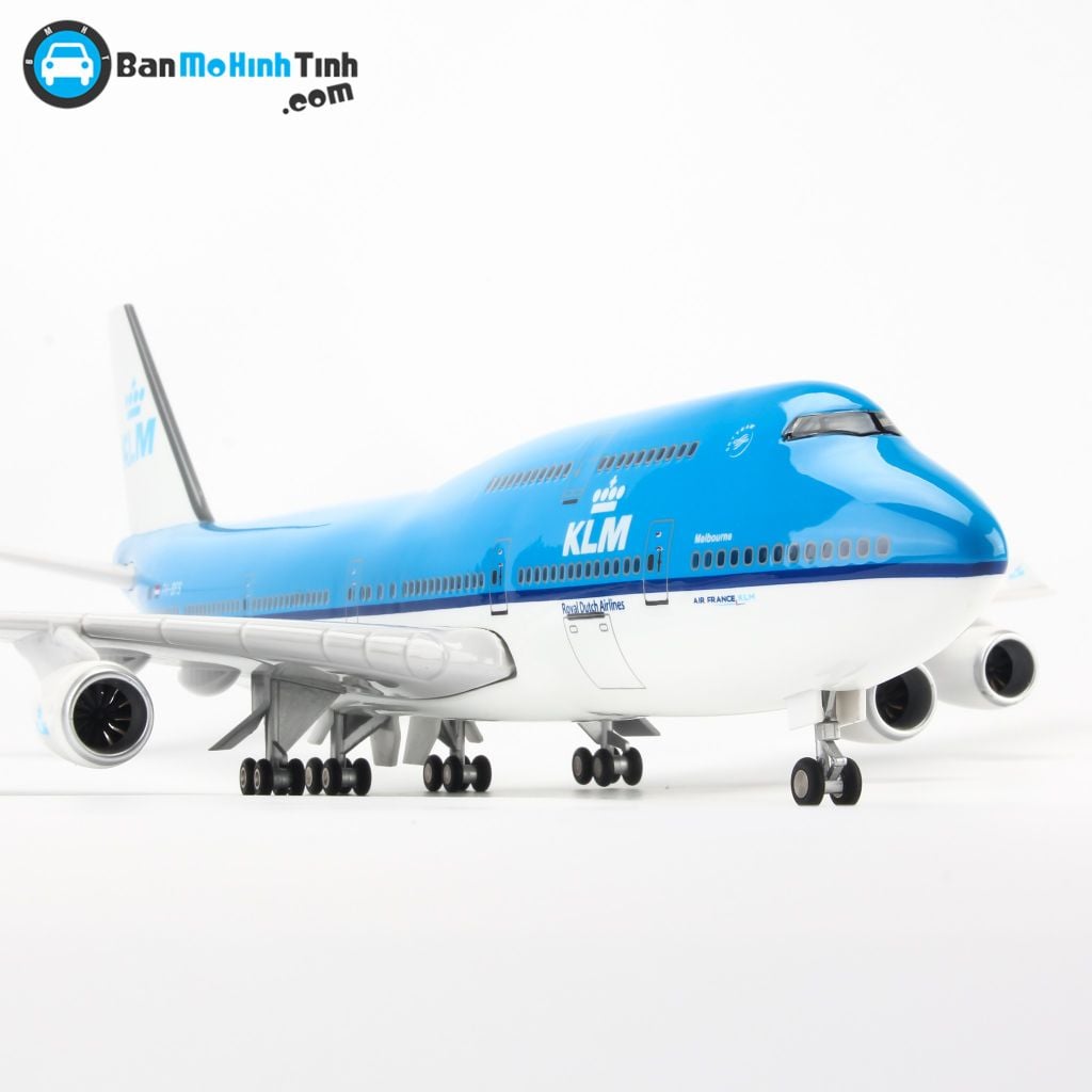 Mô hình máy bay KLM Royal Dutch Airlines Boeing B747 47cm lắp ráp có đèn Everfly