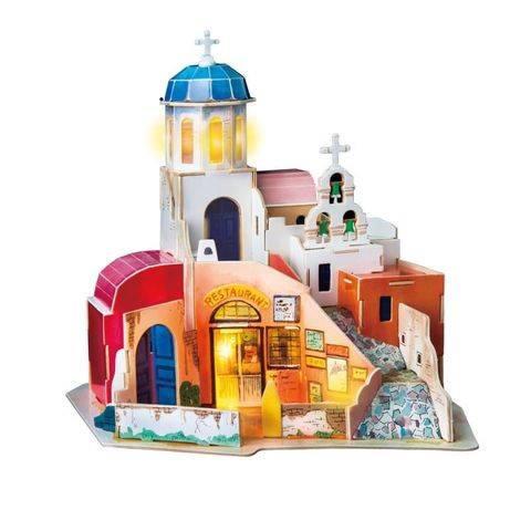 Mô hình gỗ lắp ráp 3D Santorini Island On The Aegea Sea (Nhà Hàng Trên Biển Aegea) (Mixed Color) - Robotime SJ403 - WP105