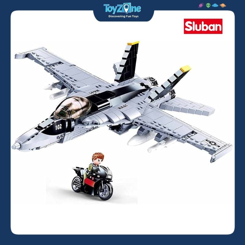 Bộ đồ chơi mô hình lắp ráp Máy bay chiến đấu tiêm kích FA-18E Super Bumblebee Sluban