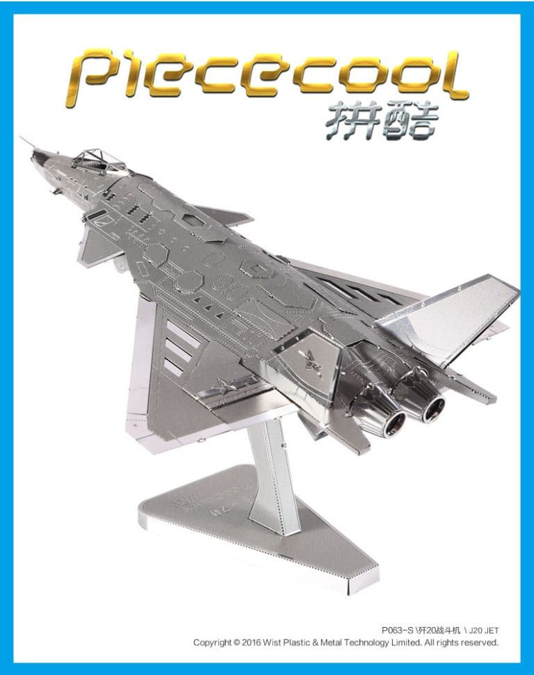 Mô hình kim loại lắp ráp 3D Phản Lực J20 JET (Silver) - Piececool MP149