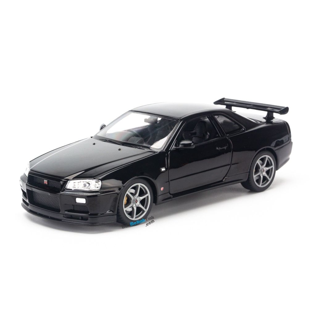 Mô hình xe Nissan Skyline GT-R R34 1:24 Welly Black (1)