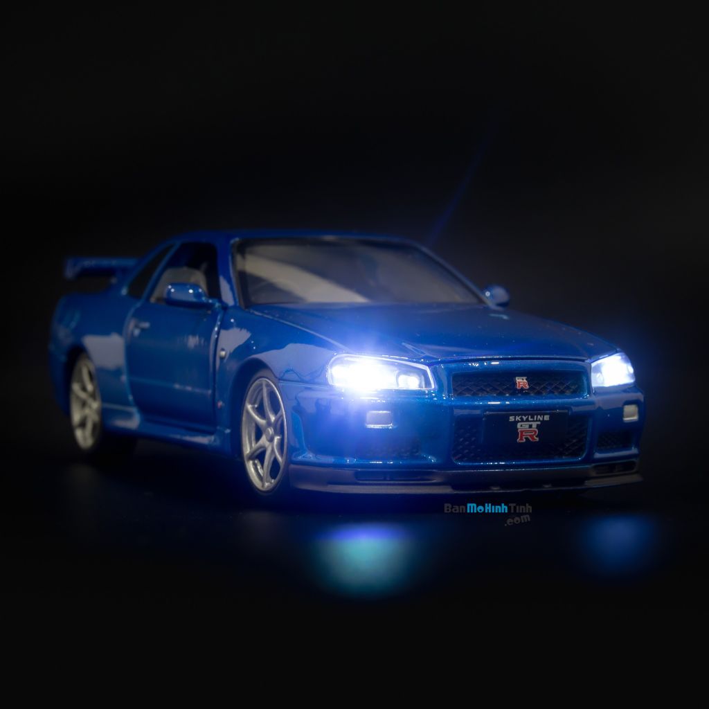 Mô hình xe Nissan Skyline GTR34 1:32 Jackiekim Blue (5)