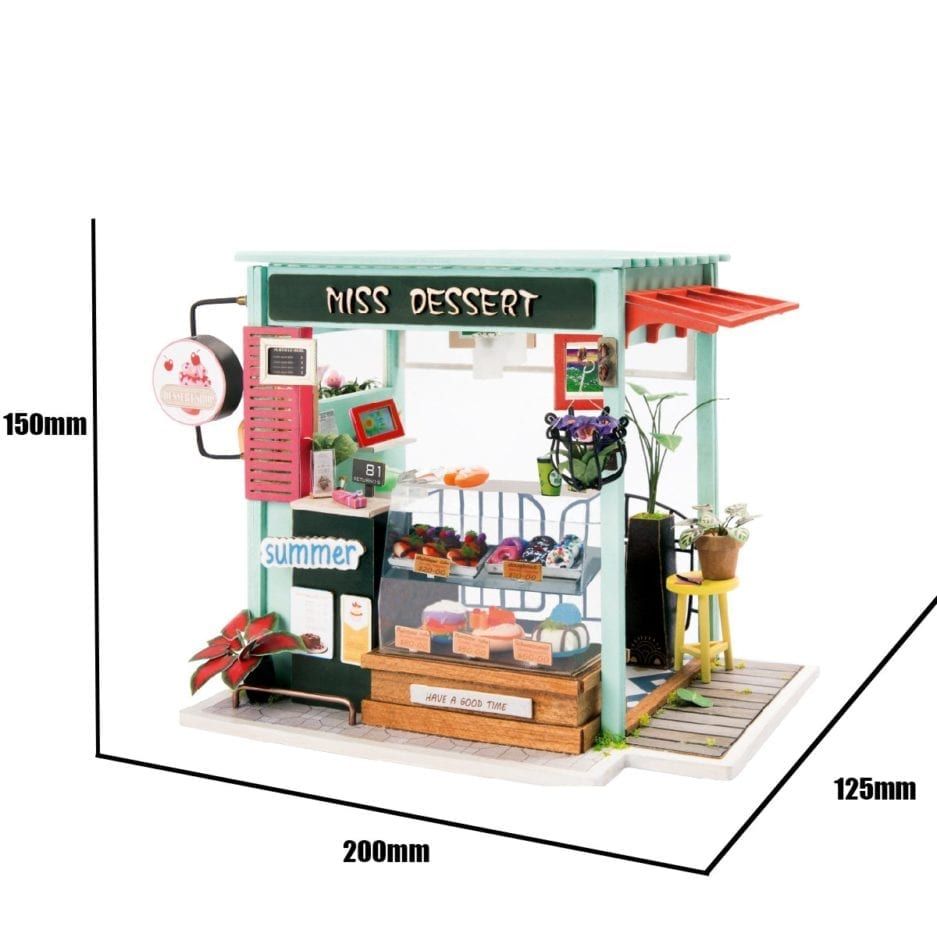 Mô hình gỗ lắp ráp 3D DIY Dollhouse Sweets Station (Tiệm Đồ Ngọt) (Mixed Color) - Robotime DGM06 - WP046