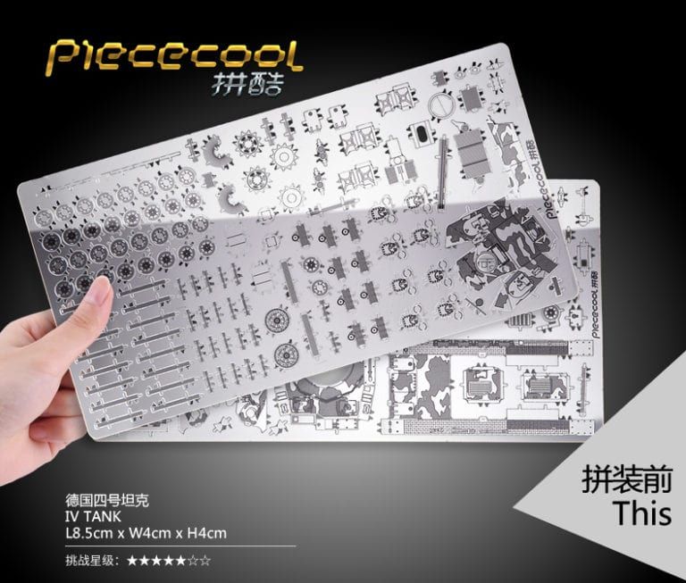 Mô hình kim loại lắp ráp 3D Xe Tăng IV (Silver) – Piececool MP101