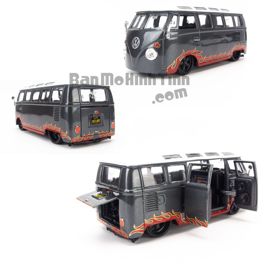 Mô hình xe Volkswagen Van Samba 1:25 Maisto Gray (3)