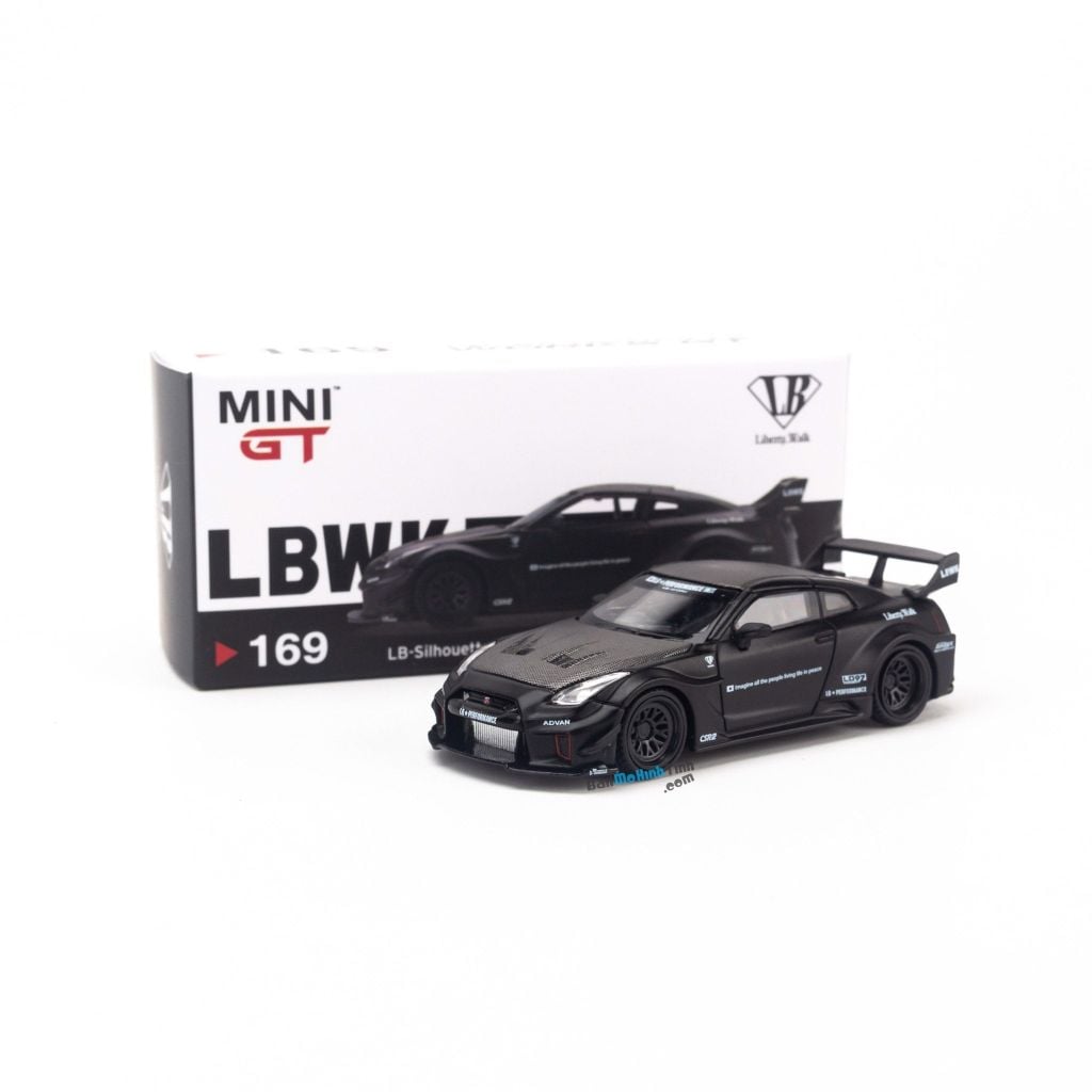 Mô hình xe Nissan GT-R R35 2009 Liberty Walk LB Works 1:64 MiniGT Matte Black 169 (5)
