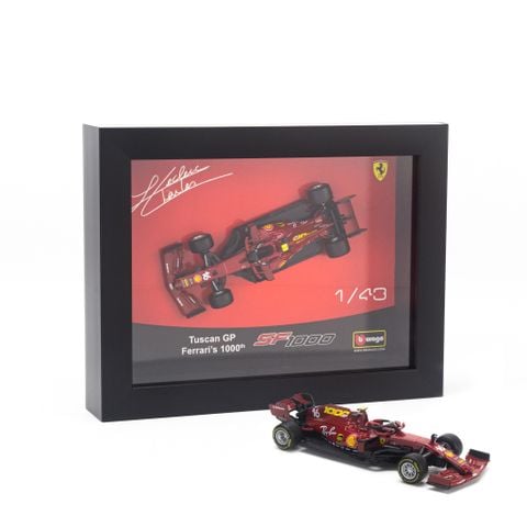 Khung tranh mô hình xe Ferrari F1 2019 SF1000 Tuscan GP 1000th 16 Charles Leclerc 1:43 Bburago - 18-36828