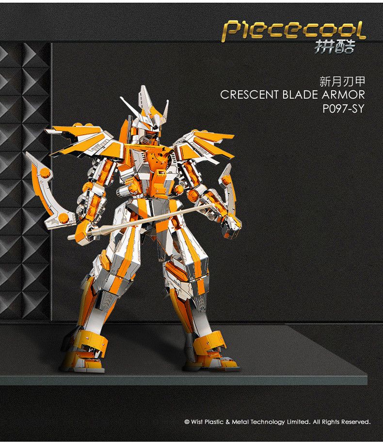 Mô hình kim loại lắp ráp 3D Crescent Blade Armor (Robot Ánh Trăng) (Silver, Orange, White) – Piececool MP471