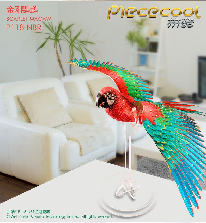 Mô hình Vẹt Macaw lắp ráp kim loại 3D – Piececool MP748