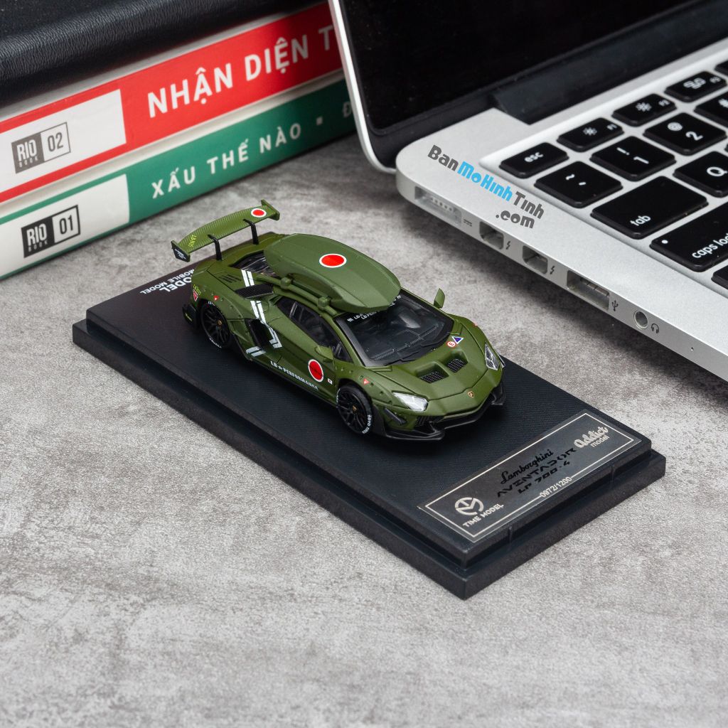 Mô hình xe Lamborghini Aventador LP700-4 1:64 Time Model - Addict Matte Green (6)