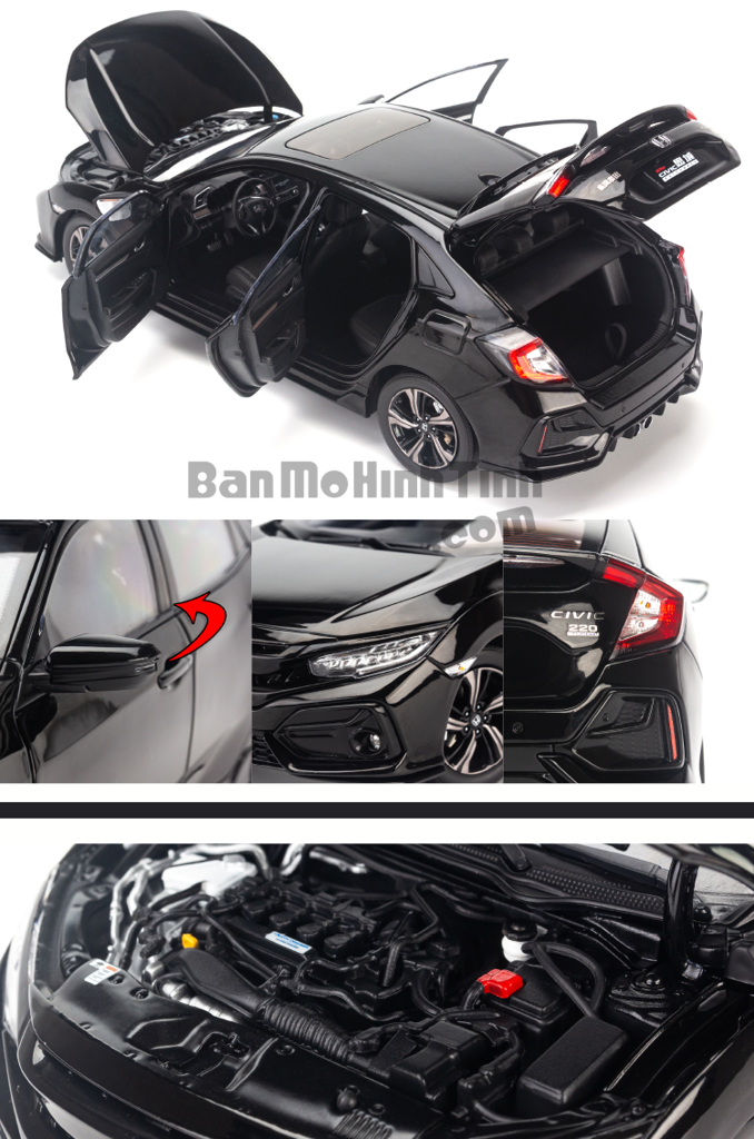Mô hình xe thể thao Honda Civic Hatchback 2020 1:18 Dealer Black (4)