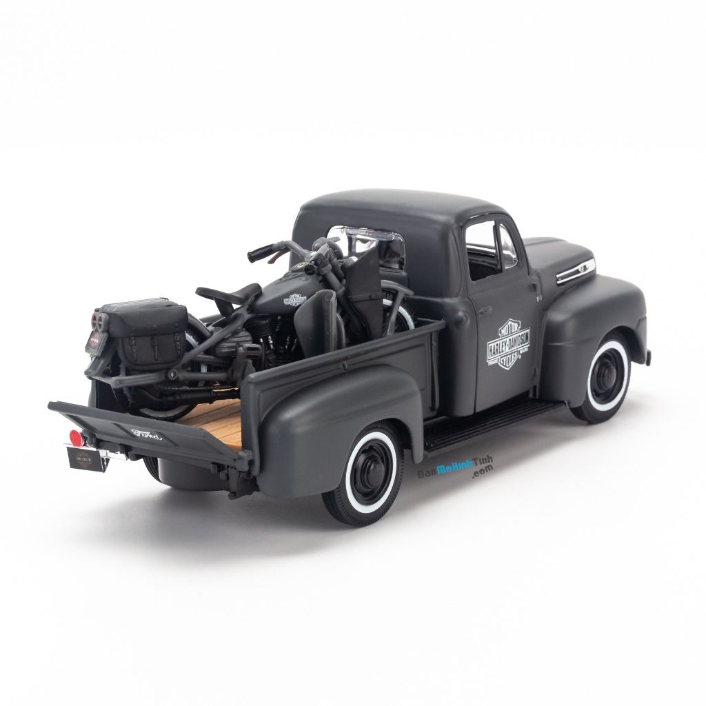 Mô hình xe Ford F-1 Pick Up 1948 With Harley 1942 WLA Flathead 1:24 Maisto Matte Black (2)