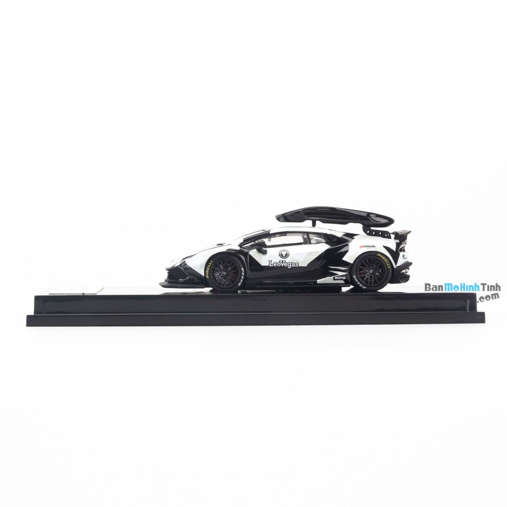 Mô hình siêu xe Lamborghini Huracan LeoVegas 1:64 JEC white/black (4)
